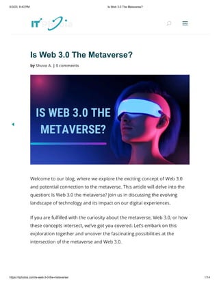 Is Web 3.0 The Metaverse?