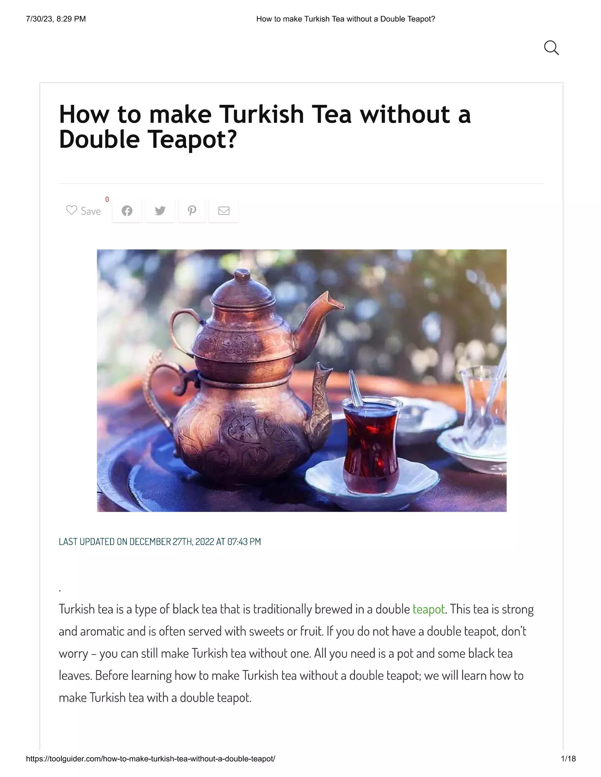 How to make Turkish Tea without a Double Teapot? PDF