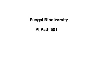 Fungal Biodiversity
Pl Path 501
 