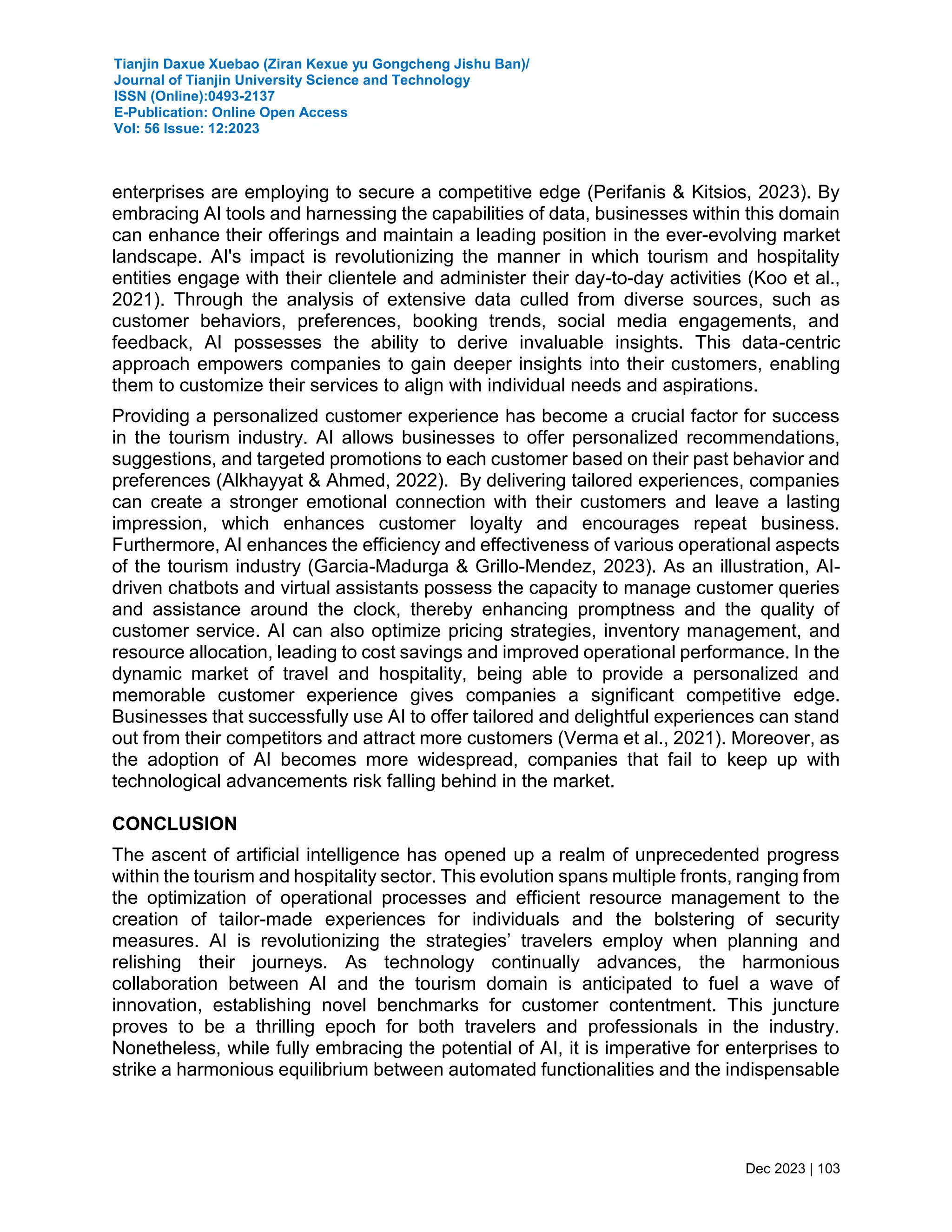 THE TRANSFORMATIVE IMPACT OF ARTIFICIAL INTELLIGENCE IN THE TOURISM AND ...