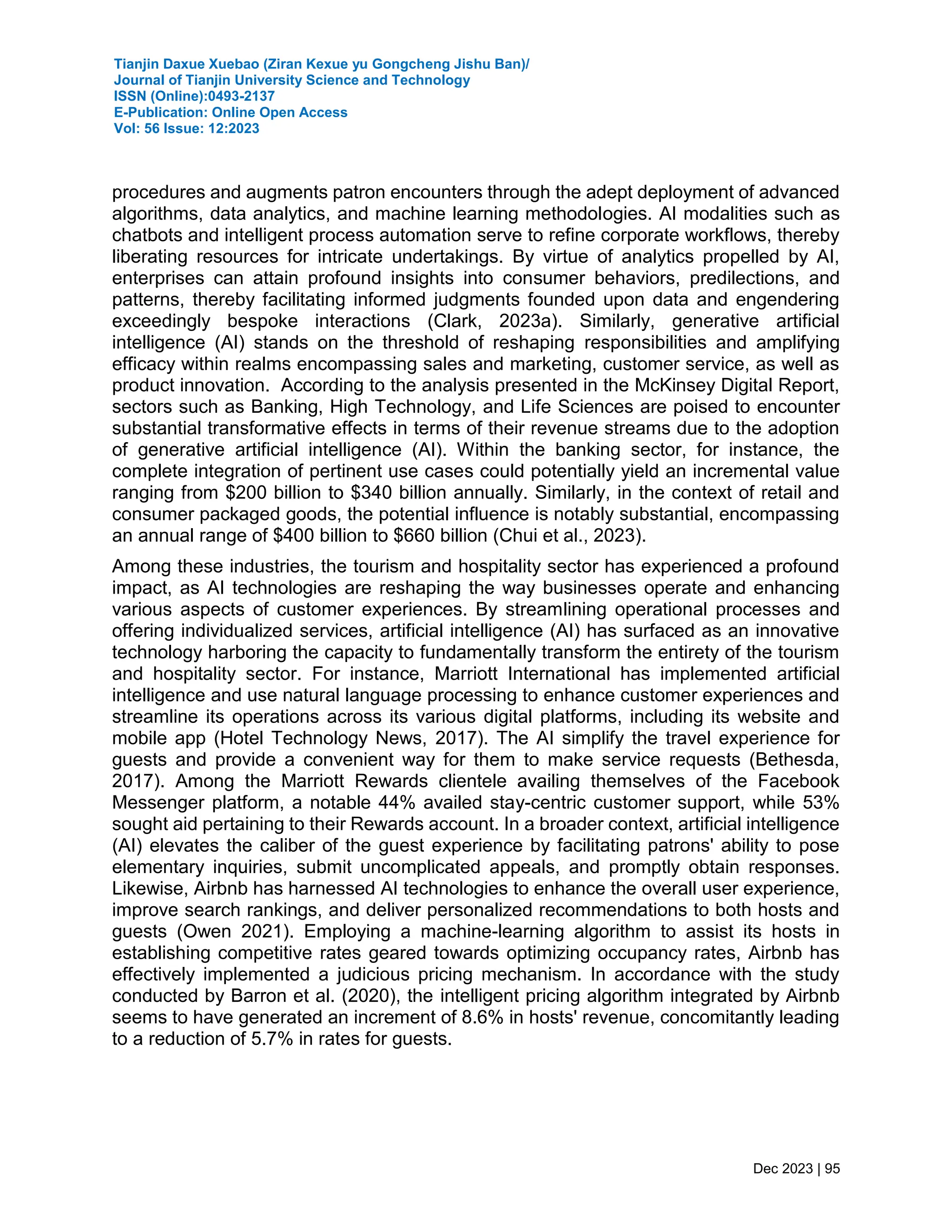 THE TRANSFORMATIVE IMPACT OF ARTIFICIAL INTELLIGENCE IN THE TOURISM AND ...