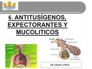 6. ANTITUSÍGENOS,
EXPECTORANTES Y
MUCOLITICOS
DR OMAR LOPEZ
 