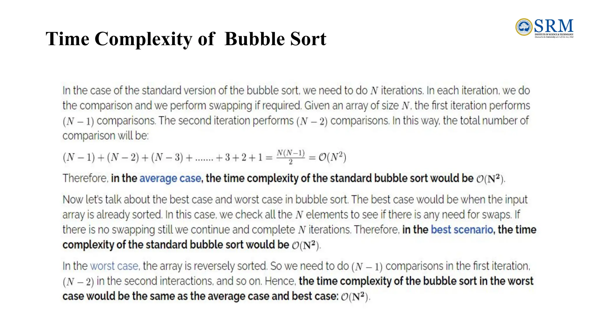 Time Complexity of Bubble Sort
 