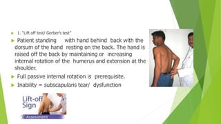 Gerber Lift Off Internal Rotation Shoulder Examinations and assessment PPT | PPTX