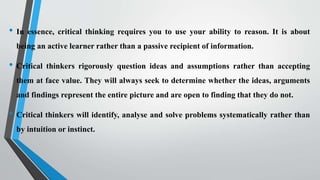 6 Critical Thinking Power Point Presentation Pptx