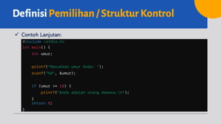 Dasar-Dasar Pemrograman - 6 Pemilihan/Struktur Kontrol | PPT
