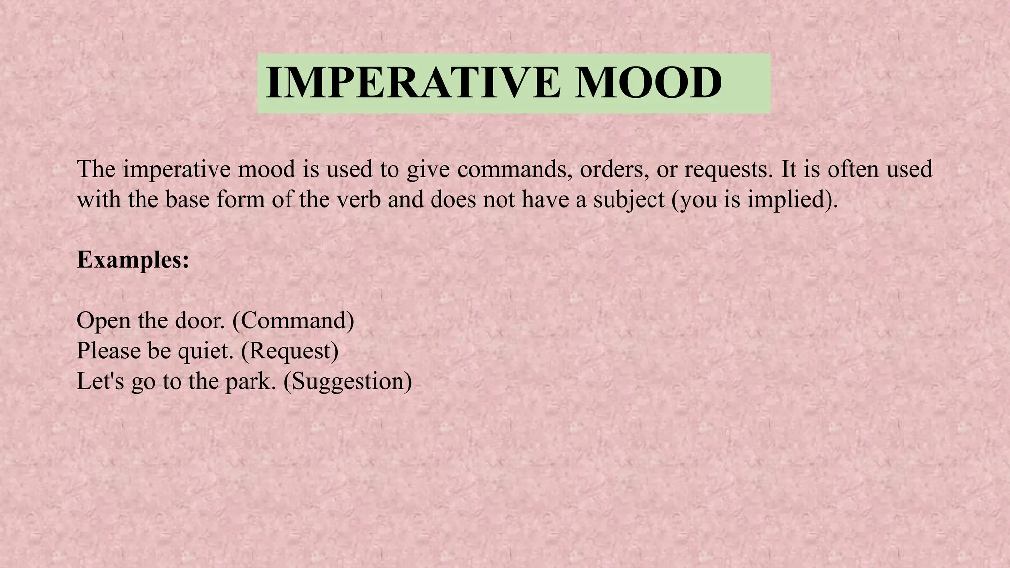Idea on MOOD, Types & Others : Grammar | PPTX