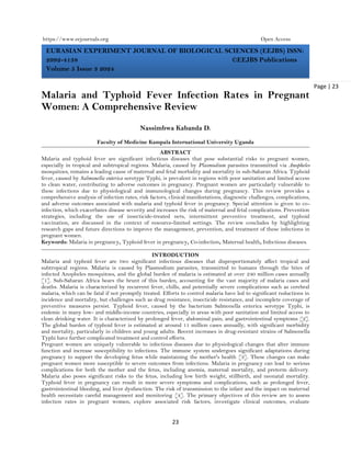 Malaria and Typhoid Fever Infection Rates in Pregnant Women: A ...
