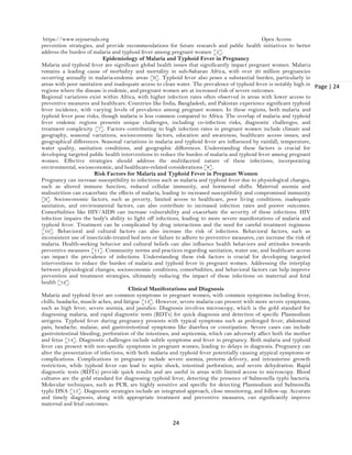 Malaria and Typhoid Fever Infection Rates in Pregnant Women: A ...