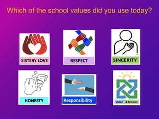Which of the school values did you use today?
 