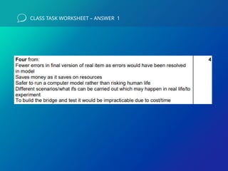 CLASS TASK WORKSHEET – ANSWER 1
 