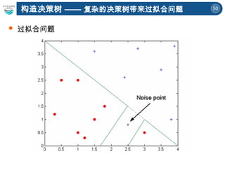50
 过拟合问题
构造决策树 —— 复杂的决策树带来过拟合问题
 