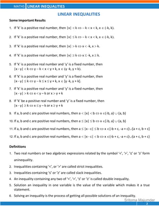 CBSE Grade 11 Mathematics Ch 6 Linear Inequations Notes | PDF