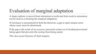 Marginal Opening 6. finish lines in fixed partial denture | PPTX