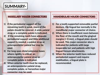 MAJOR CONNECTORS IN REMOVABLE PARTIAL DENTURE | PPTX