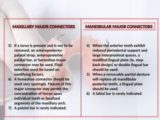 MAJOR CONNECTORS IN REMOVABLE PARTIAL DENTURE | PPTX