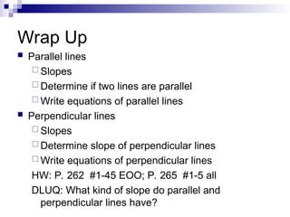 Understanding Slopes: Parallel and Perpendicular Lines in Algebra | PPT
