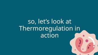 so, let’s look at
Thermoregulation in
action
 