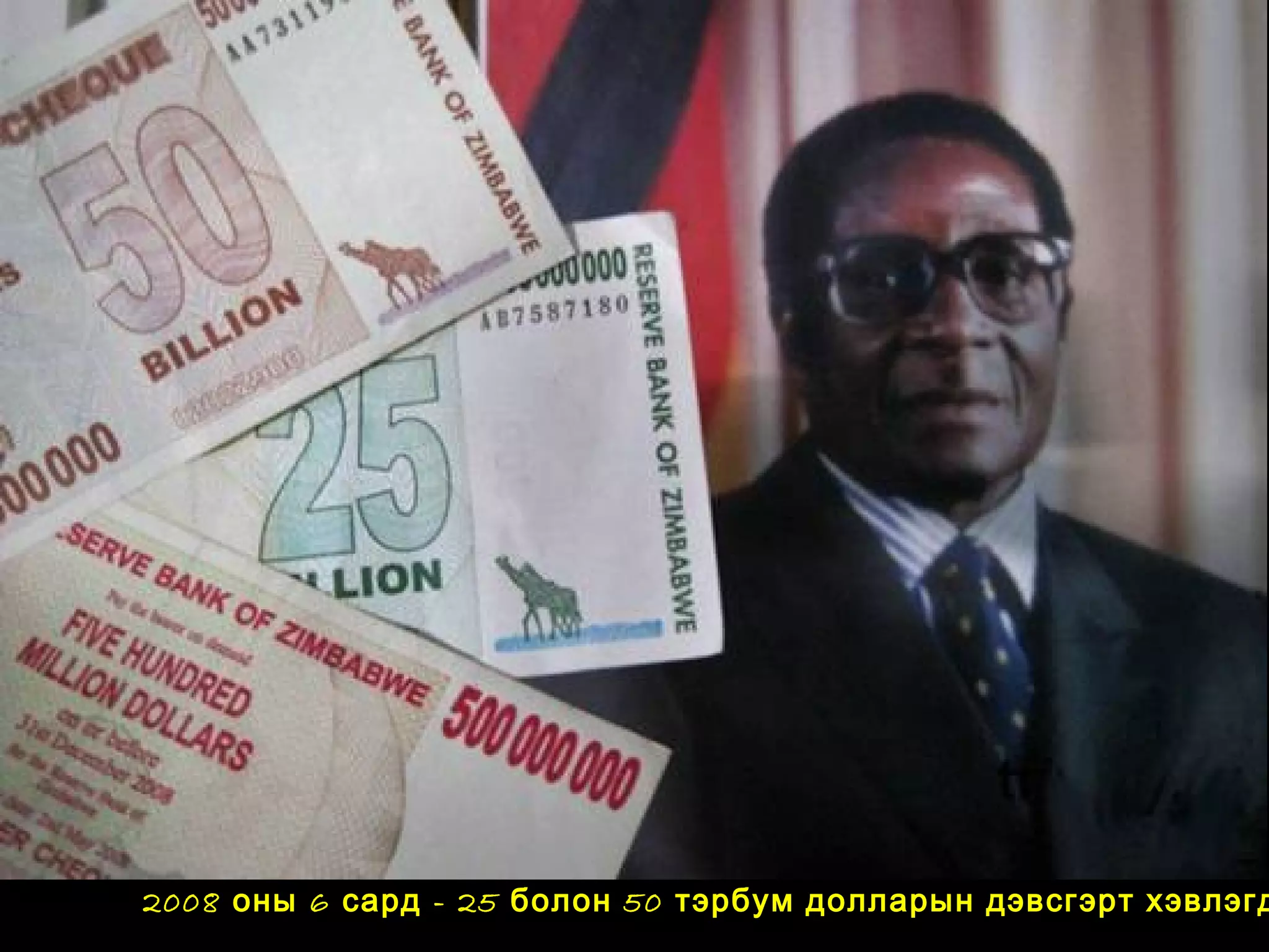 2008 6оны сард - 25 болон 50 тэрбум долларын дэвсгэрт хэвлэгд
 