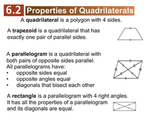 6.2 properties of quadrilaterals