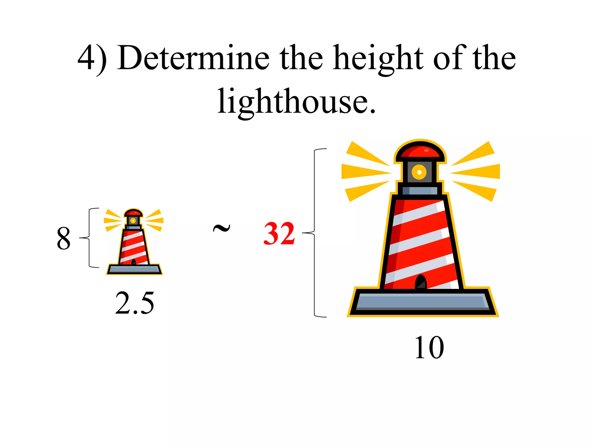 4) Determine the height of the lighthouse. 2.5 8 10  32 