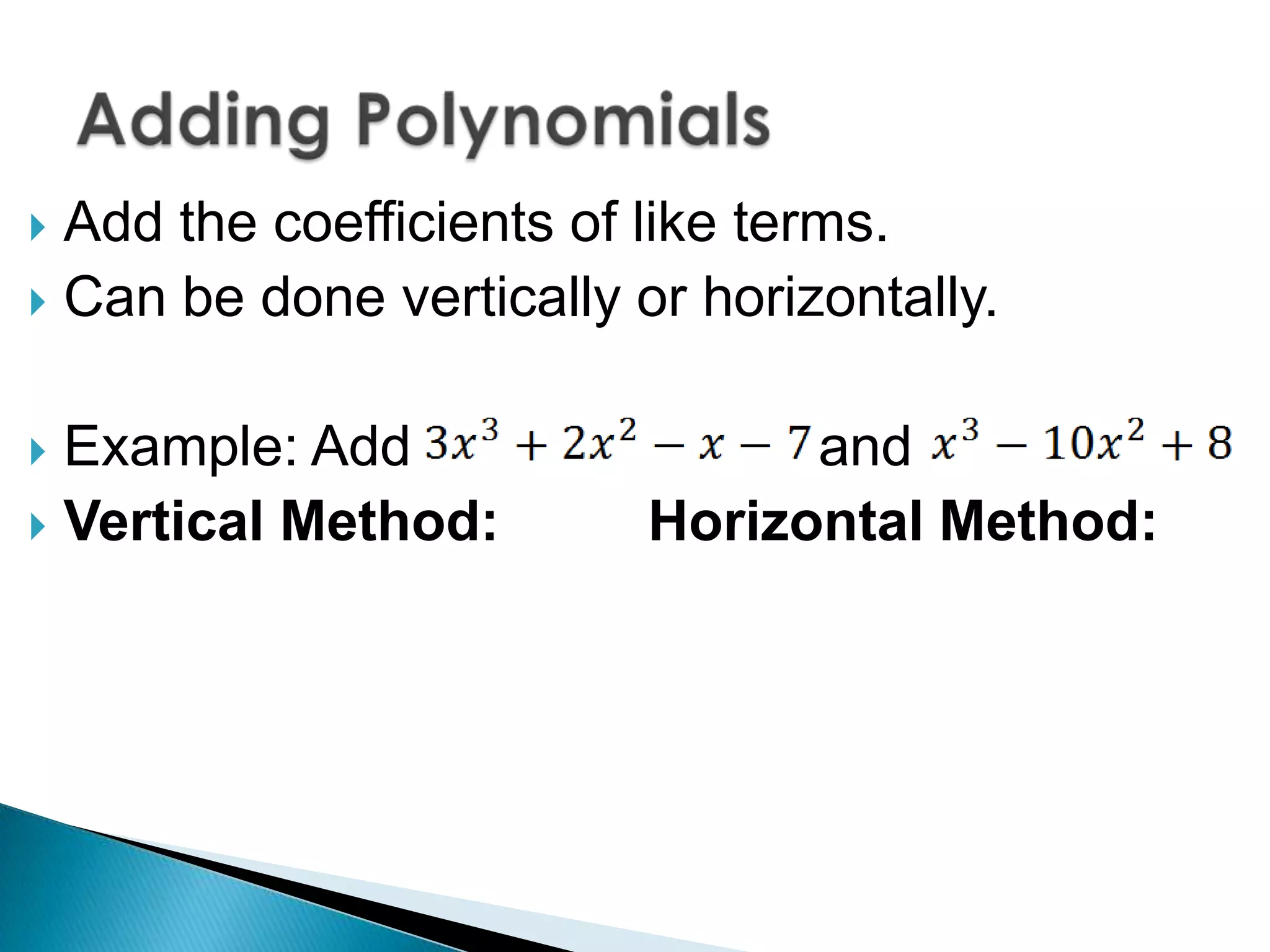 6.3 adding, subtracting, and mulitplying polynomials | PPTX | Computing ...