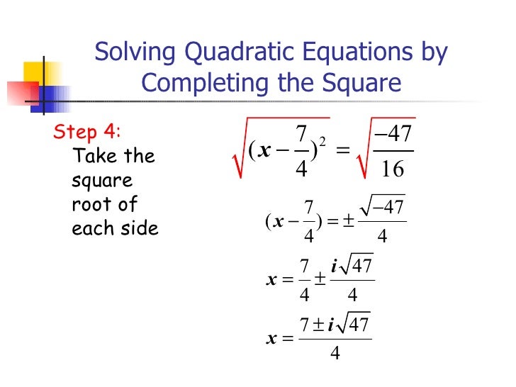 6 4 Solve Quadratic Equations By Completing The Square