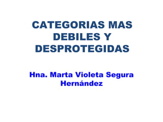CATEGORIAS MAS DEBILES Y DESPROTEGIDAS Hna. Marta Violeta Segura Hernández 