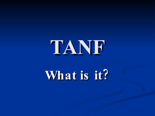 TANF What is it? 
