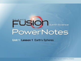 Unit 1 Lesson 1 Earth’s Spheres
Copyright © Houghton Mifflin Harcourt Publishing Company
 