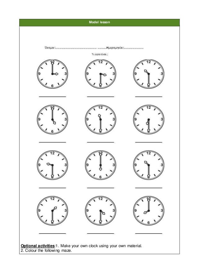 telling the time oclock half past