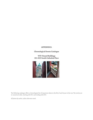 Shafer's Row: Chronology of Events