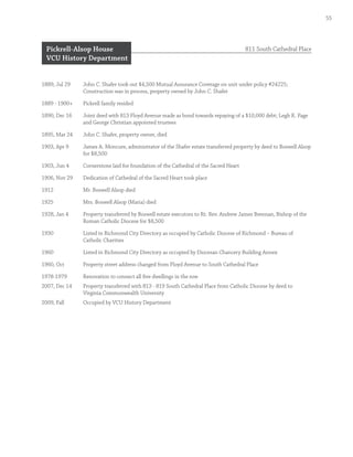 Shafer's Row: Chronology of Events