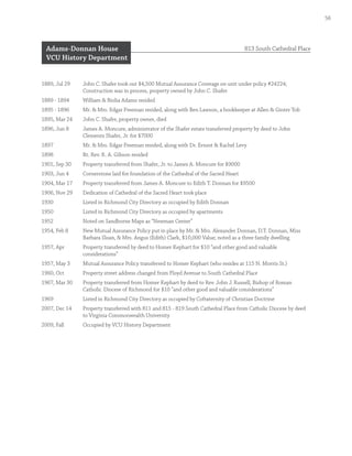 Shafer's Row: Chronology of Events