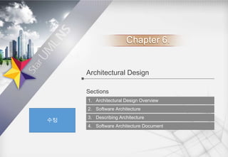 Architectural Design
Sections
1. Architectural Design Overview
2. Software Architecture

수정

3. Describing Architecture
4. Software Architecture Document

 