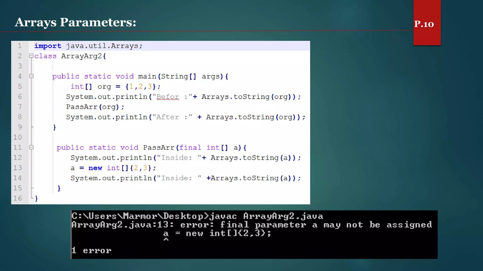 Arrays Parameters: P.10
 