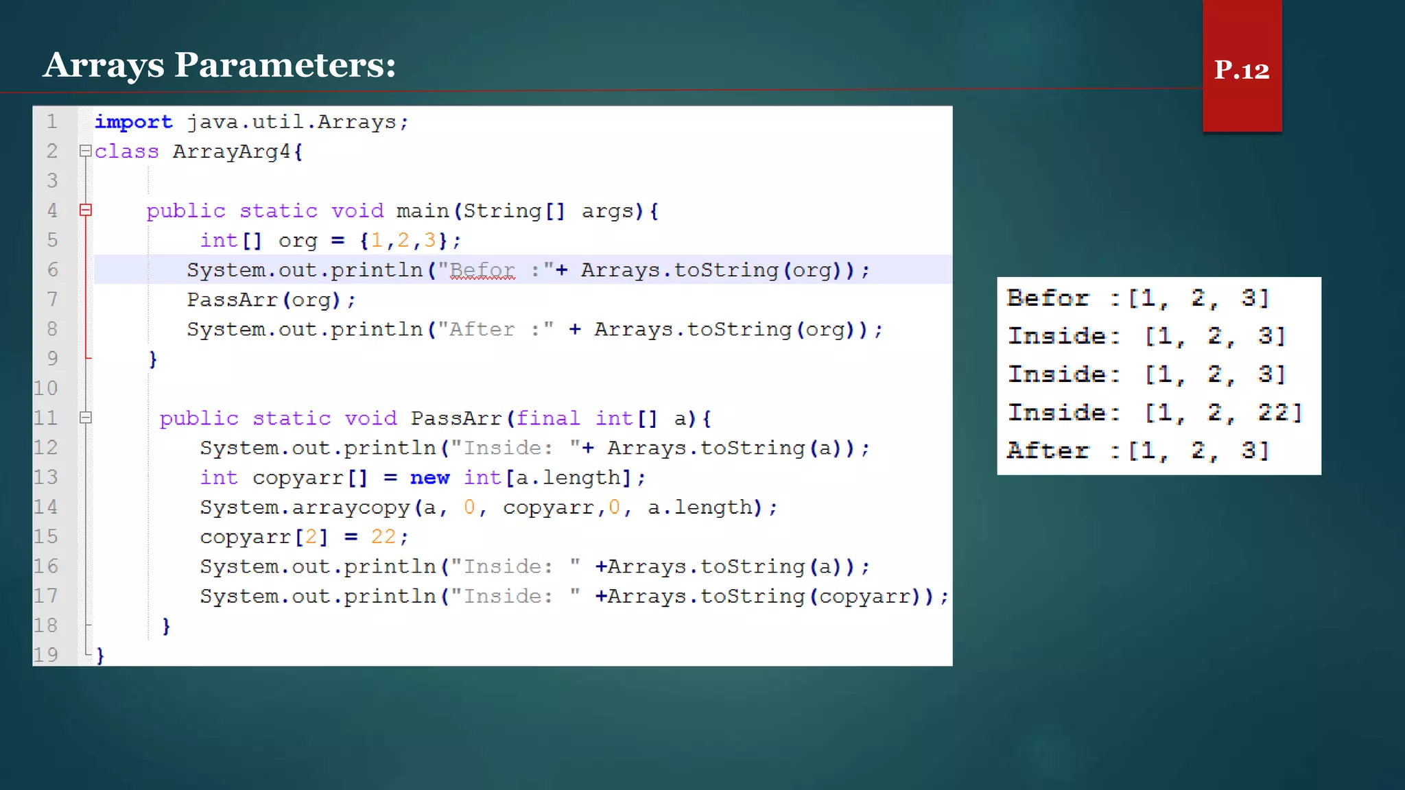 Arrays Parameters: P.12
 