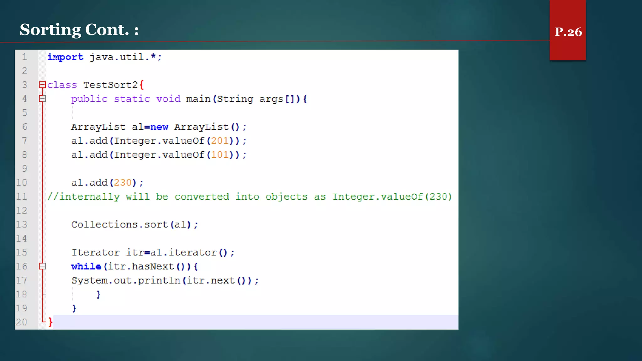 Sorting Cont. : P.26
 