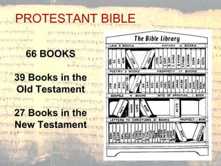 PROTESTANT BIBLE 66 BOOKS 39 Books in the Old Testament 27 Books in the New Testament  