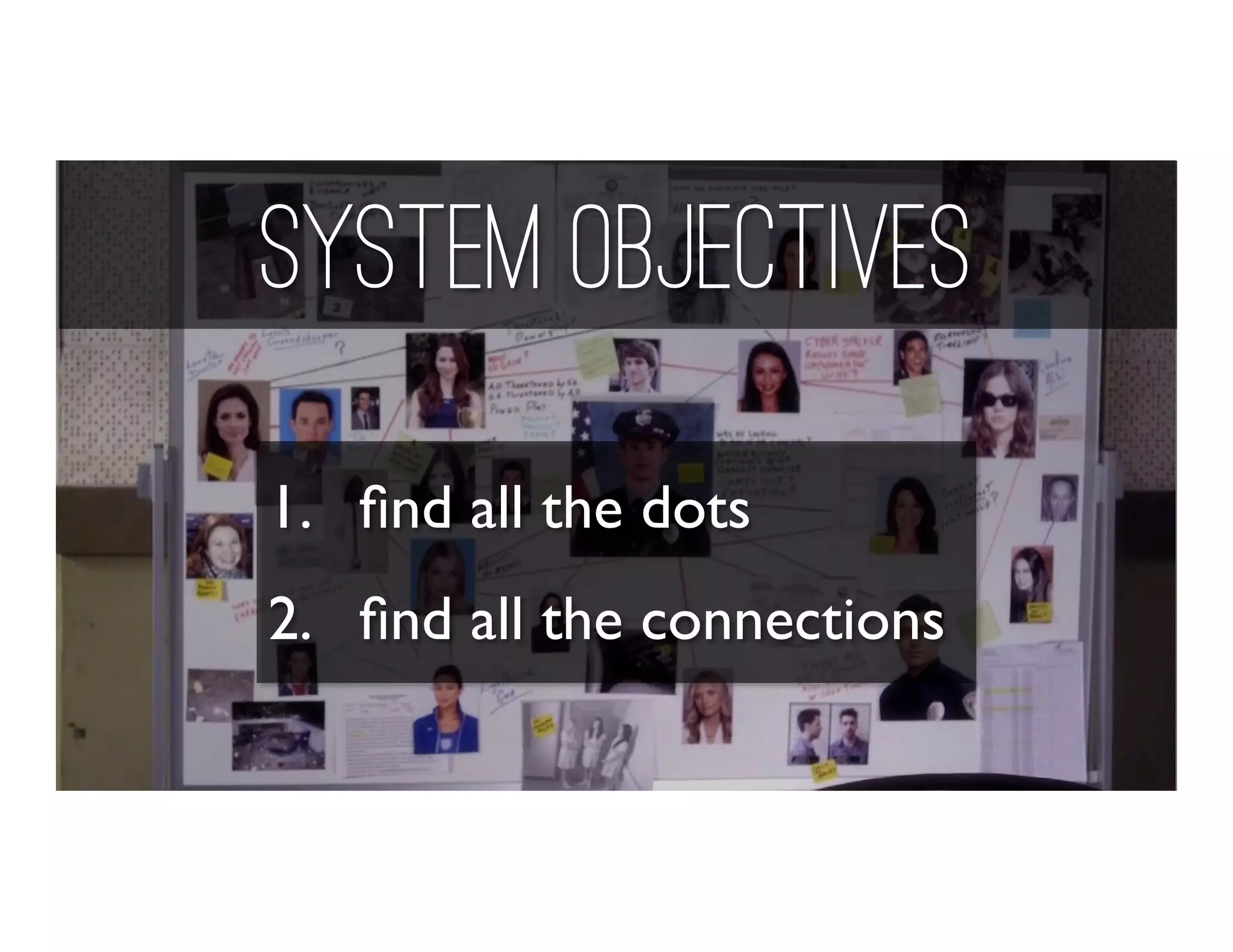 System Objectives
1.  ﬁnd all the dots
2.  ﬁnd all the connections
 