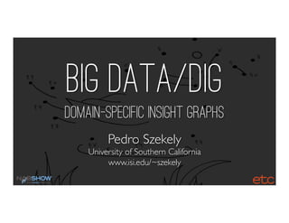 Big Data/DIG
Domain-Specific Insight Graphs
Pedro Szekely
University of Southern California
www.isi.edu/~szekely
 