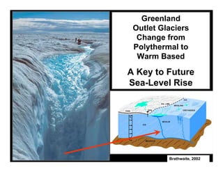 Greenland
 Outlet Glaciers
  Change from
 Polythermal to
  Warm Based

A Key to Future
Sea-Level Rise




          Brathwaite, 2002
 