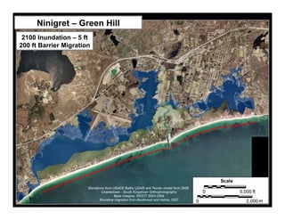 Ninigret – Green Hill
            Lagoons
2100 Inundation – 5 ft
200 ft Barrier Migration
 