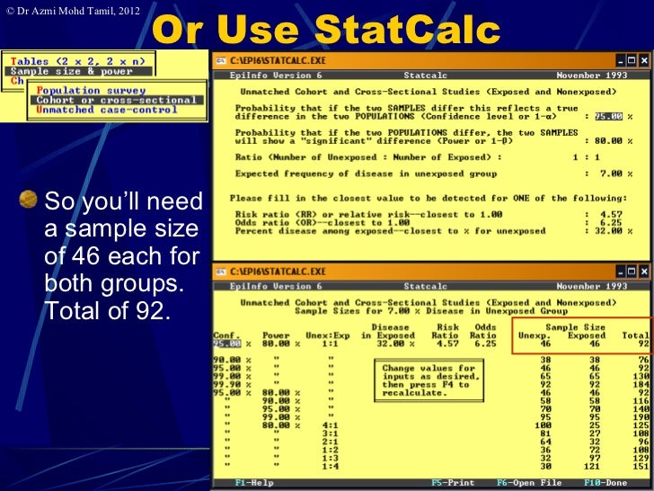 6. Calculate samplesize for cohort studies