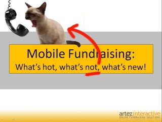 Mobile Fundraising:
What’s hot, what’s not, what’s new!
 