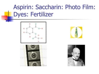 Aspirin: Saccharin: Photo Film: Dyes: Fertilizer  