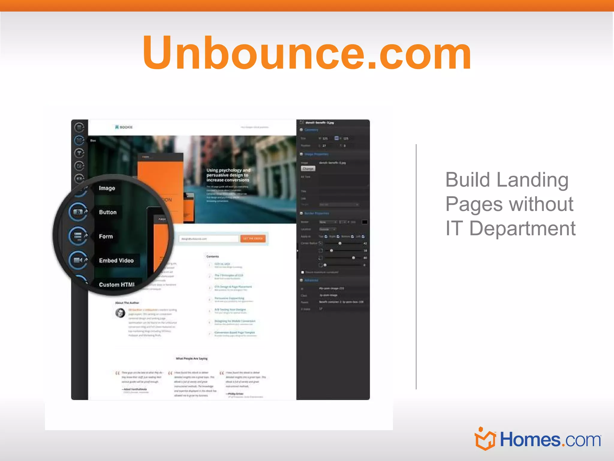 Unbounce.com
Build Landing
Pages without
IT Department

 