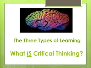 The Three Types of Learning

What IS Critical Thinking?
 