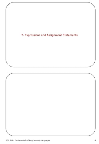 ICS 313 - Fundamentals of Programming Languages 19
7. Expressions and Assignment Statements
 