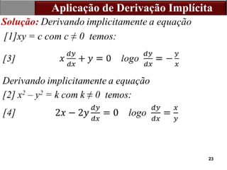 23
Aplicação de Derivação Implícita
 